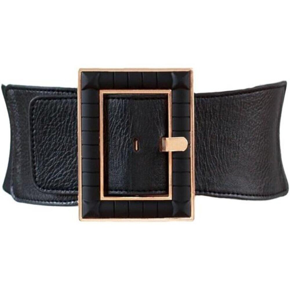 Women Wide Belt Stretch Elastic Band Wrap Cinch Retro High Waist Metal